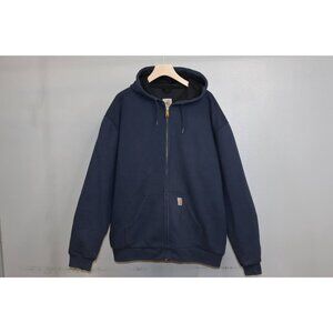 Carhartt Rain Defender Thermal Lined Hoodie Mens 2XL Navy Blue Full Zip Jacket